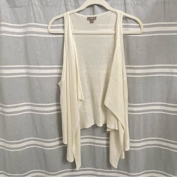 J. JILL / Linen Blend Knit Sleeveless Waterfall Cardigan Size M - Picture 1 of 9